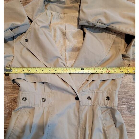 VTG Carol Cohen Trench Coat Women's Longline Drizzle Small Khaki Tan Union Made - Picture 7 of 12